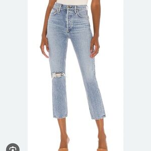 NWT AGOLDE Riley High Rise Straight Crop Jeans in Endeavor